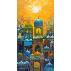 Javed Qamar, 12 x 24 inch, Acrylic on Canvas, Cityscape Painting, AC-JQ-267 Javed Qamar, 12 x 24 inch, Acrylic on Canvas, Cityscape Painting, AC-JQ-267